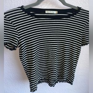 black and white striped crop top